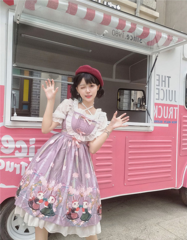 Niu Niu~Picnic bunny girl~Plus Size Lolita JSK Dress Short Sleeve OP   