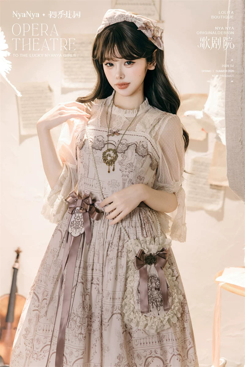 Opera - Cotton Classic Lolita Embroidered Dress, Opera Scene Print 44845:825518