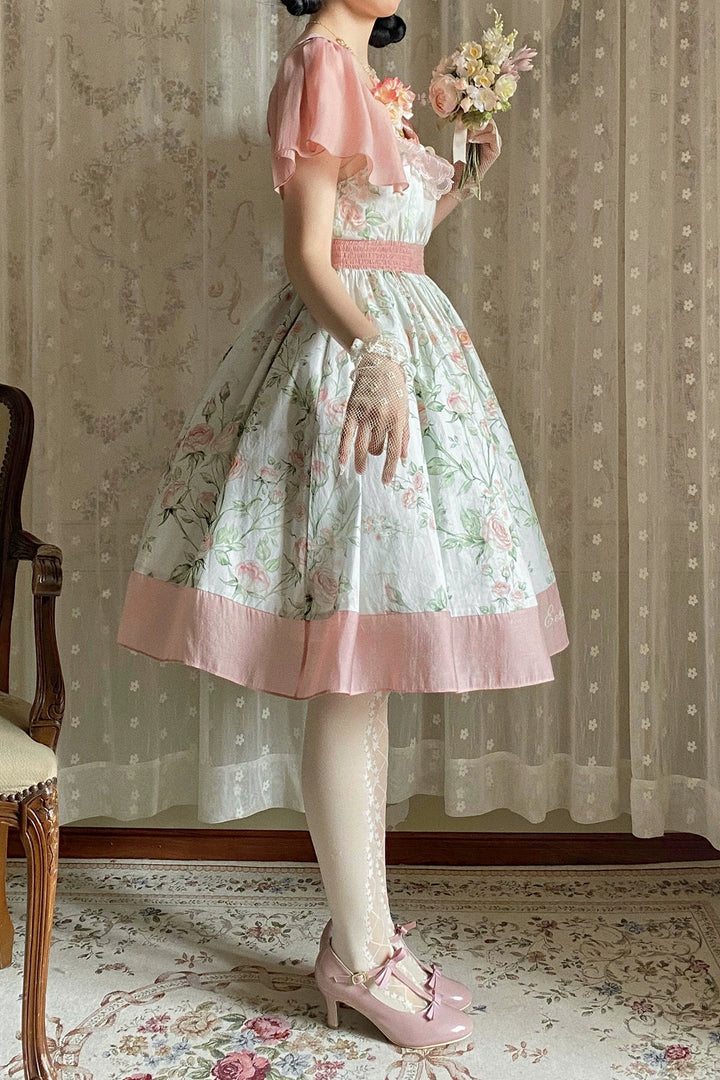 (BFM)EESSILY~The Rose Dowry~Daily Cotton Lolita OP Dress V-neck Dress