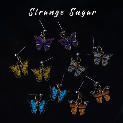 Strange Sugar~Gothic Lolita Butterfly Shaped Earrings Multicolors   