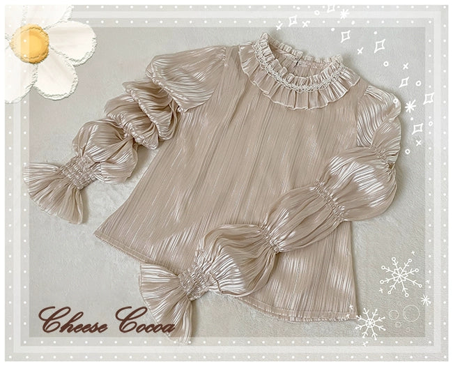 Cheese Cocoa~Star Drop Ceremony~Elegant Lolita Blouse Puff Sleeve Long Sleeve Shirt free size beige 