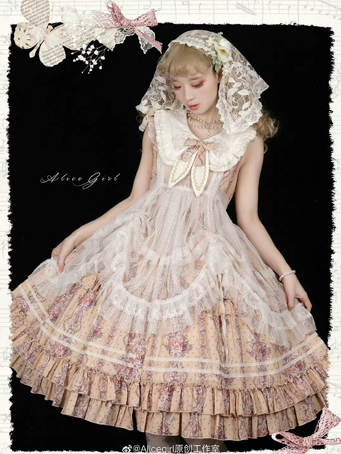 Alice Girl~Elegant Lolita Embroidered Apron with Adjustable Strap 42988:761115