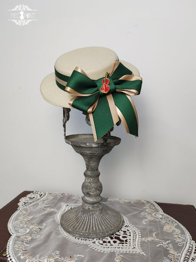 (BFM)Miss Point~Elegant Lolita Top Hat~Golden Movement Lolita Hat Green small flat cap  
