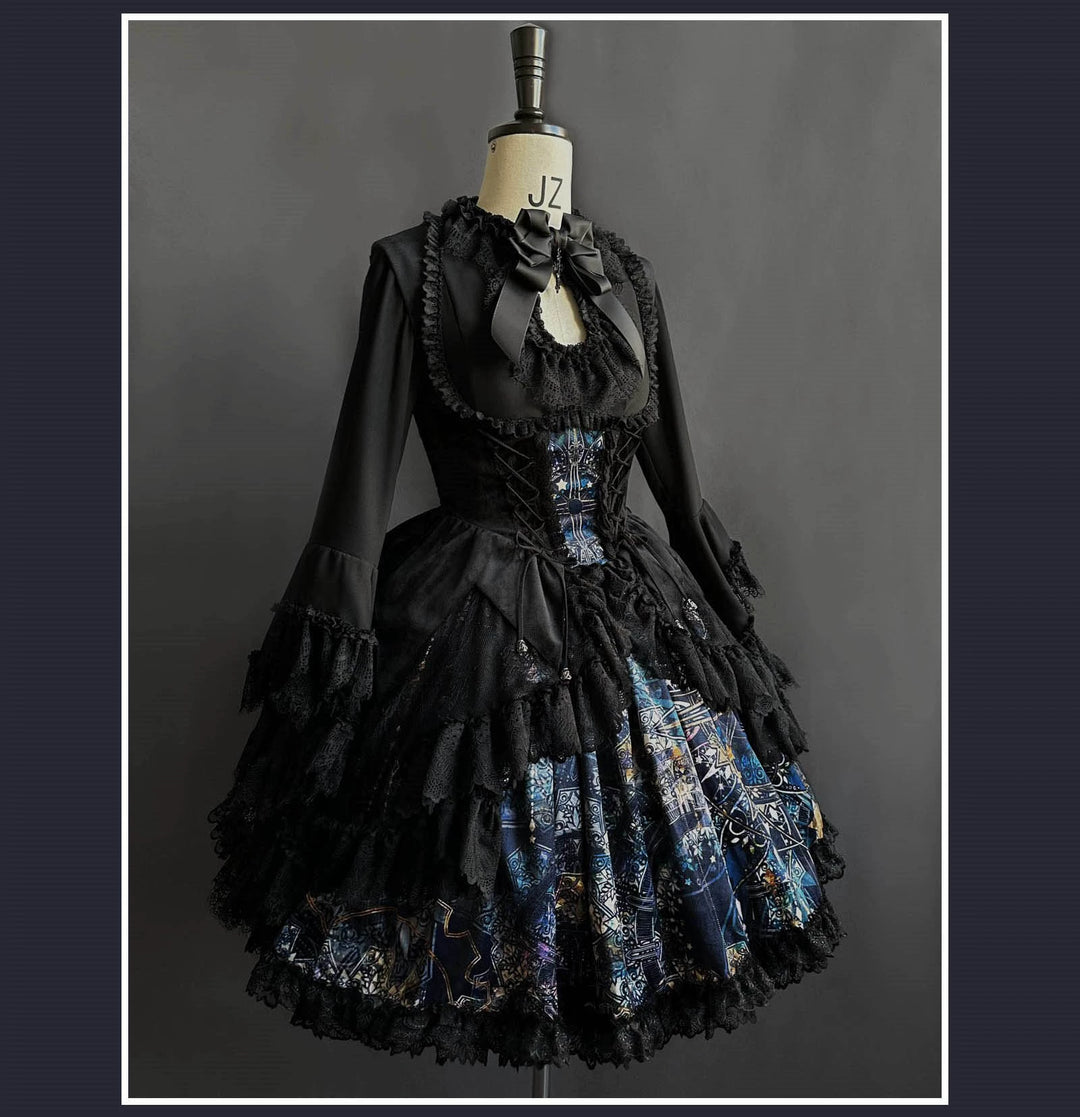 SUSIN~Night Traveler~Classic and Elegant Gothic Dress with Colorful Window Prints