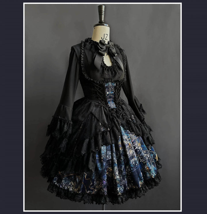 SUSIN~Night Traveler~Classic and Elegant Gothic Dress with Colorful Window Prints   