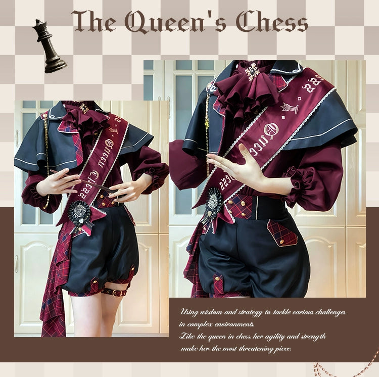 (BFM)Forest Fluorescent Carps~Queen's Chess~Ouji Lolita Prince Outfit Lolita Cape Shirt Shorts Set   