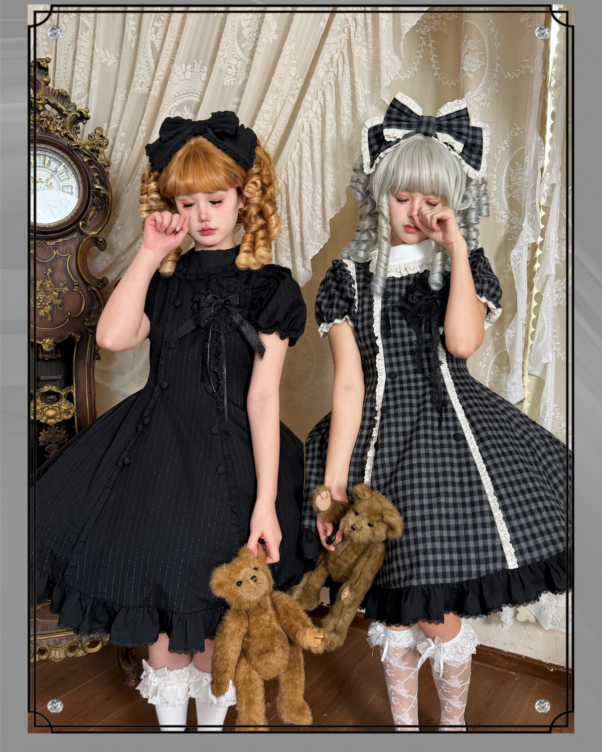 Overseas Letter - Cotton Old School Lolita OP Dress, Gingham & Stripe Patterns 45918:868151