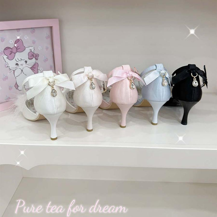 Pure Tea For Dream~Swan Lake~Sweet Lolita Shoes Satin Lolita Hight Heels 42090:726048