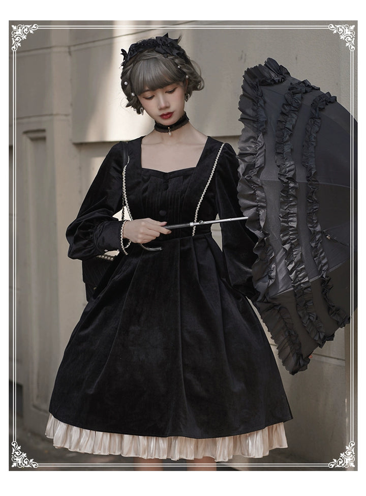 (BFM)YingLuoFu~College Style Lolita Cape Gold Embroidery Cloak Set   