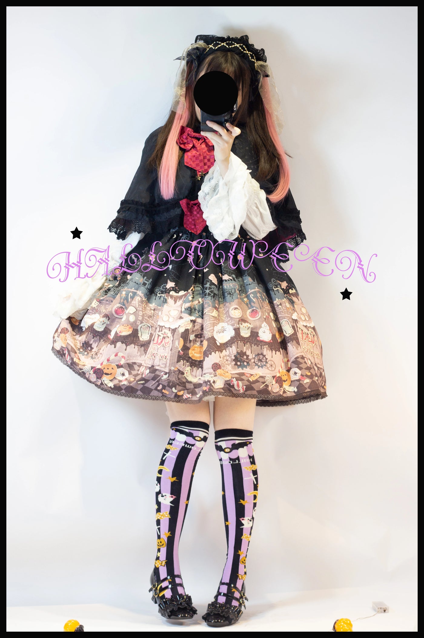 Yukines Box~Gothic Lolita Halloween Pumpkin Bat Socks   