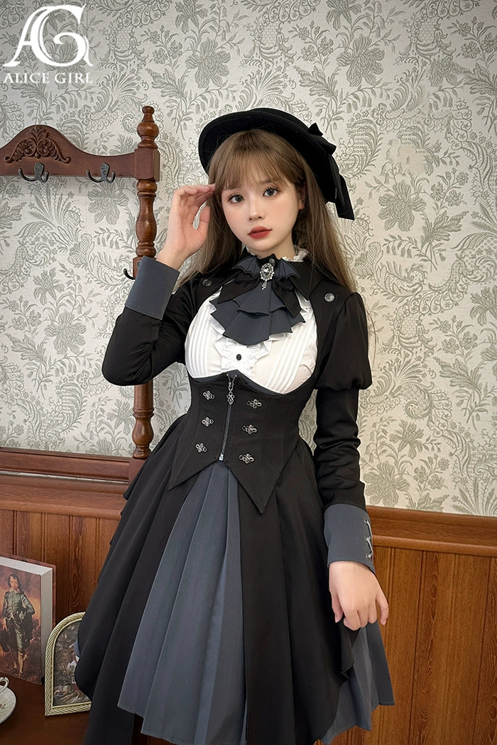 (BFM)Alice Girl~Two-Piece Lolita Dress~Detective Butler Blazer Long Sleeve OP   