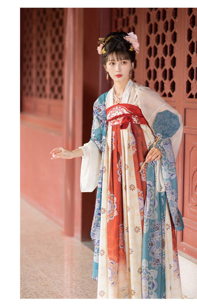 Chixia~Calyx Feast~Han Lolita Tang Improved Chest-length Hanfu Dress shawl S 