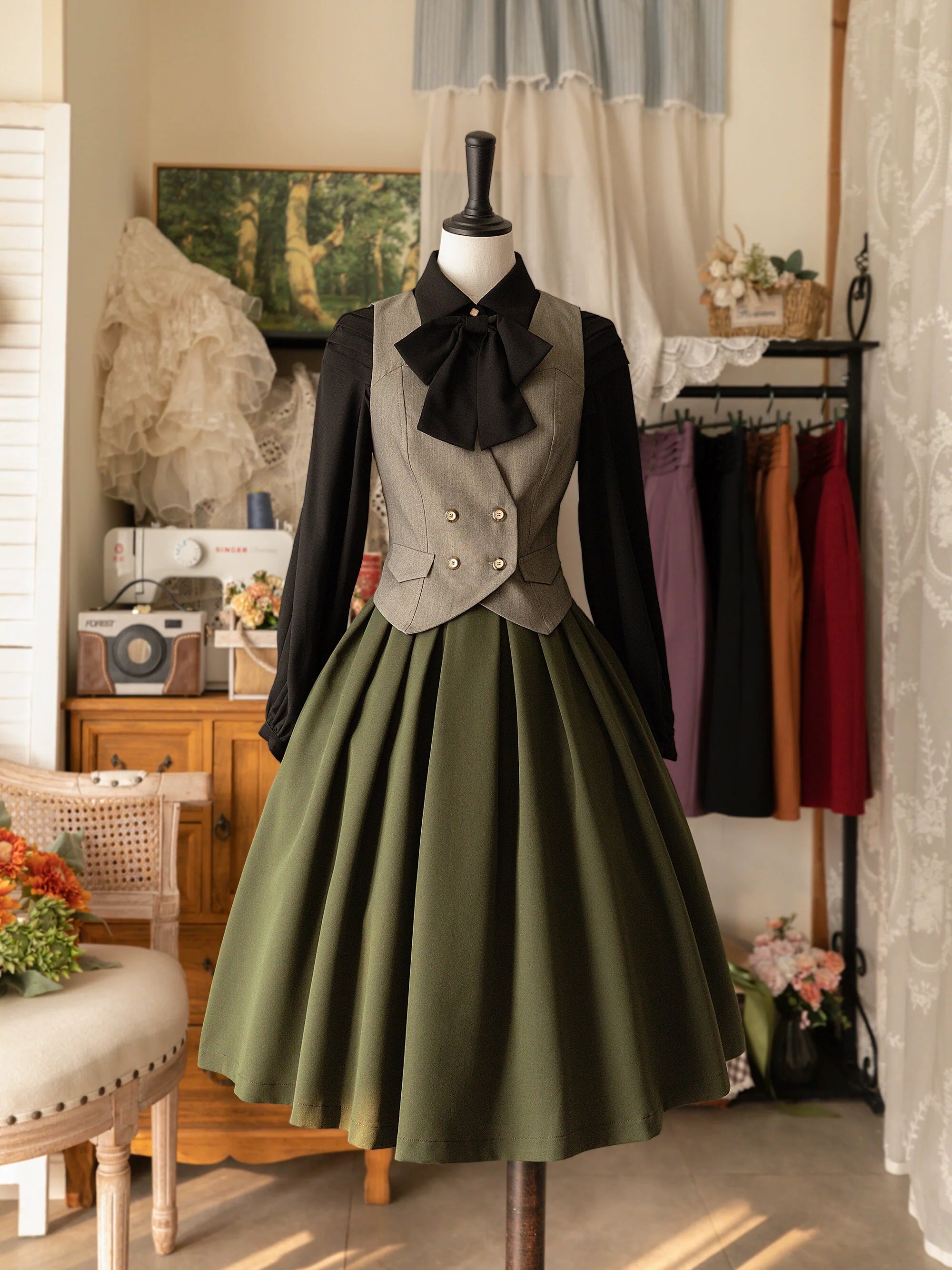 Forest Basket - Elegant Lolita Pleated Skirt 44547:812961