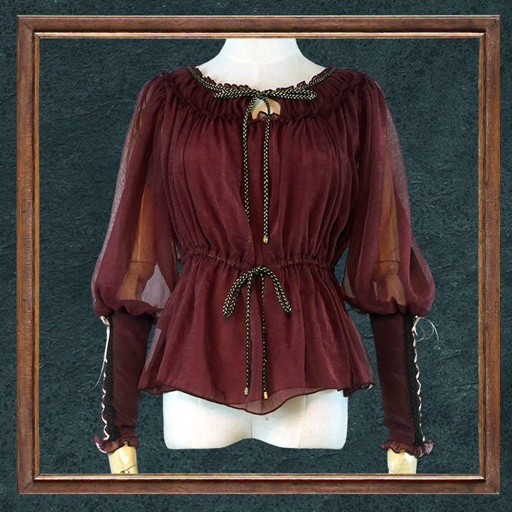 (BFM)FunCcino~Ragnarok~Nordic Lamb Leg Sleeves Lolita Blouse S Burgundy