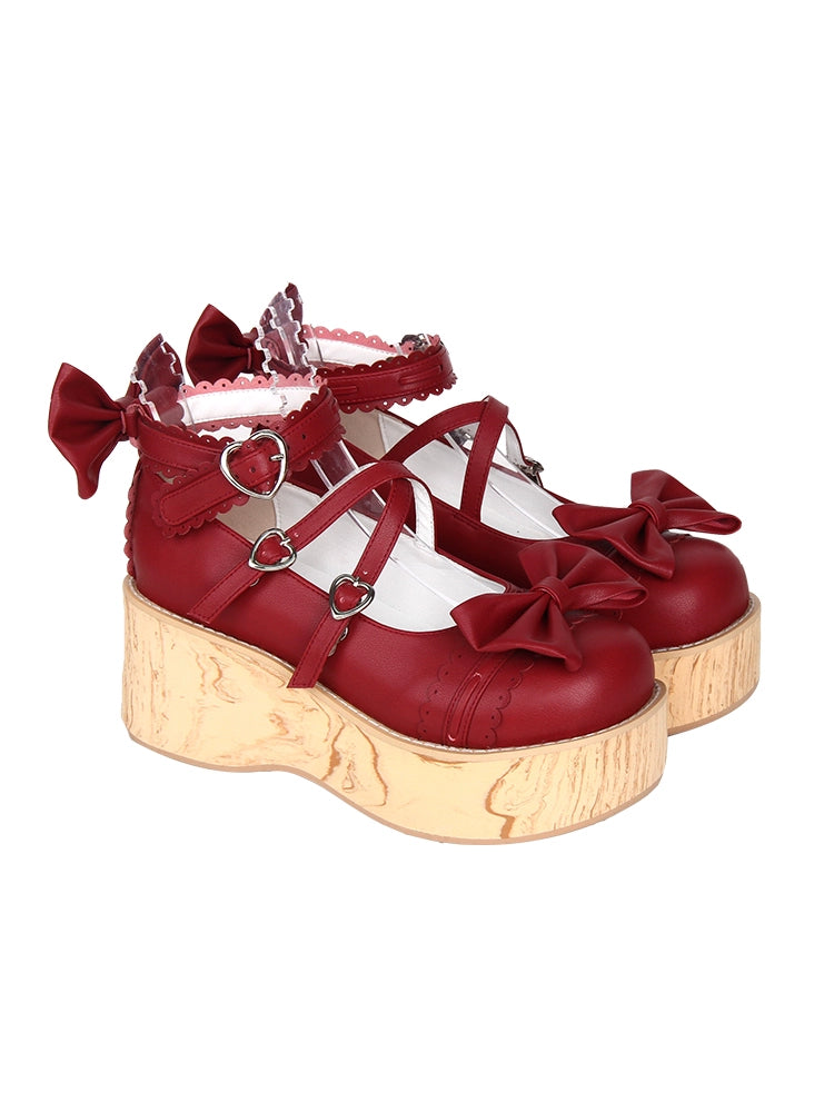 Angelic Imprint - Princess Lolita Platform Shoes, Wood Grain Sole (Red / 34 35 36 37 38 39 40 41 42 43 44 45 46 47) 42465:798316