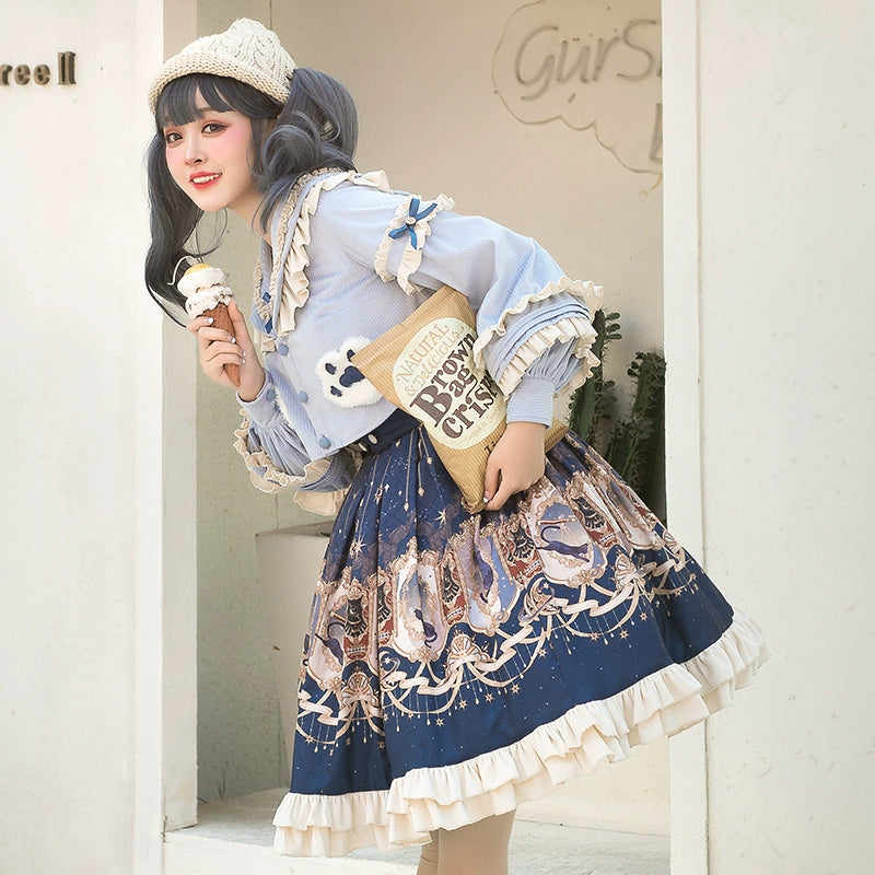 YingLuoFu - Winter Lolita Skirt Set - Starry Court Retro Palace SK Cloak