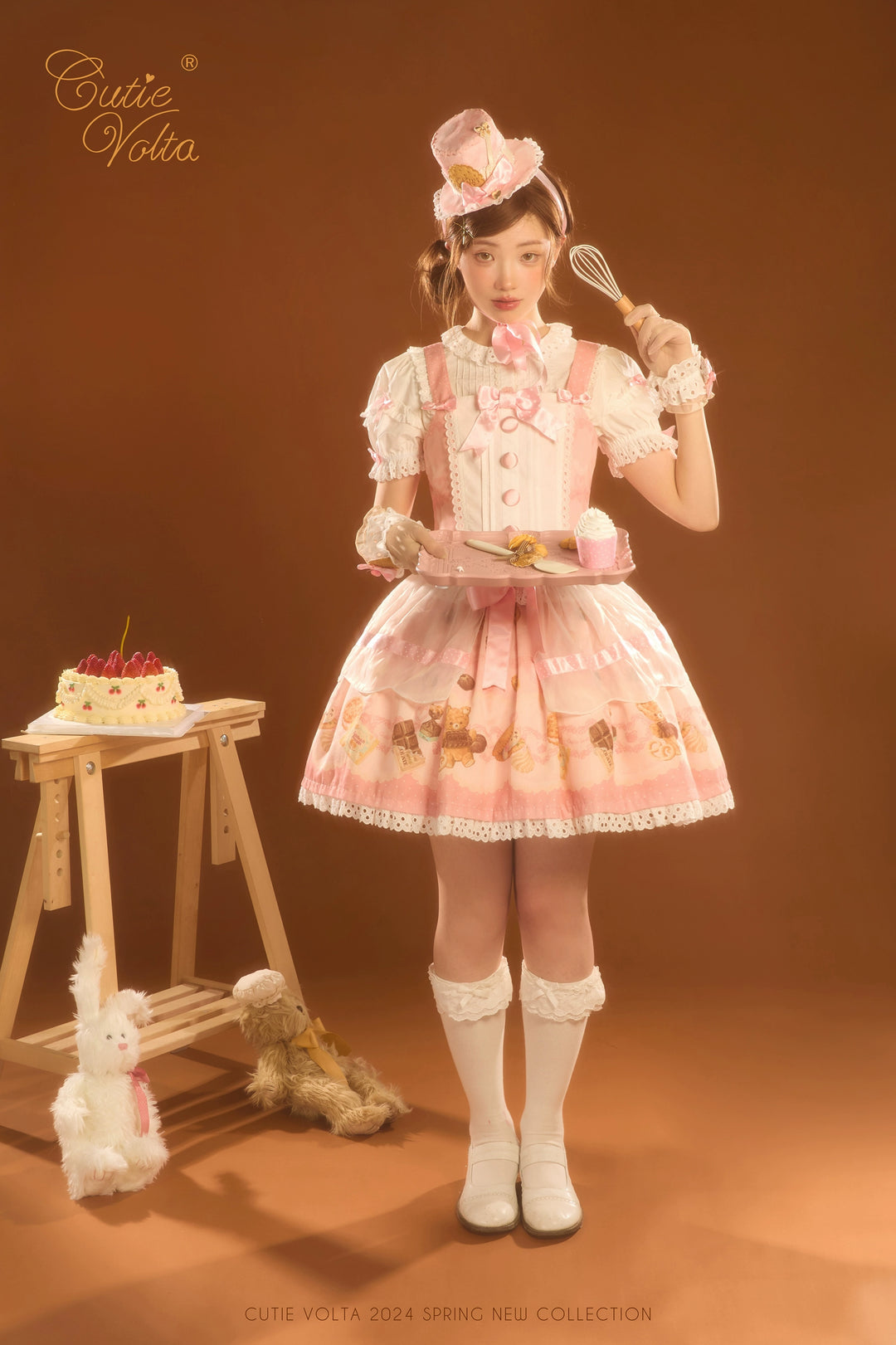 CutieVolta~Blissful Confectionery~Sweet Lolita OP Dress Bear Print JSK   