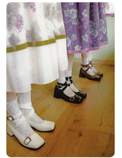 Momo~Loire Vineyard~Country Lolita Heels Shoes PU Handbag   