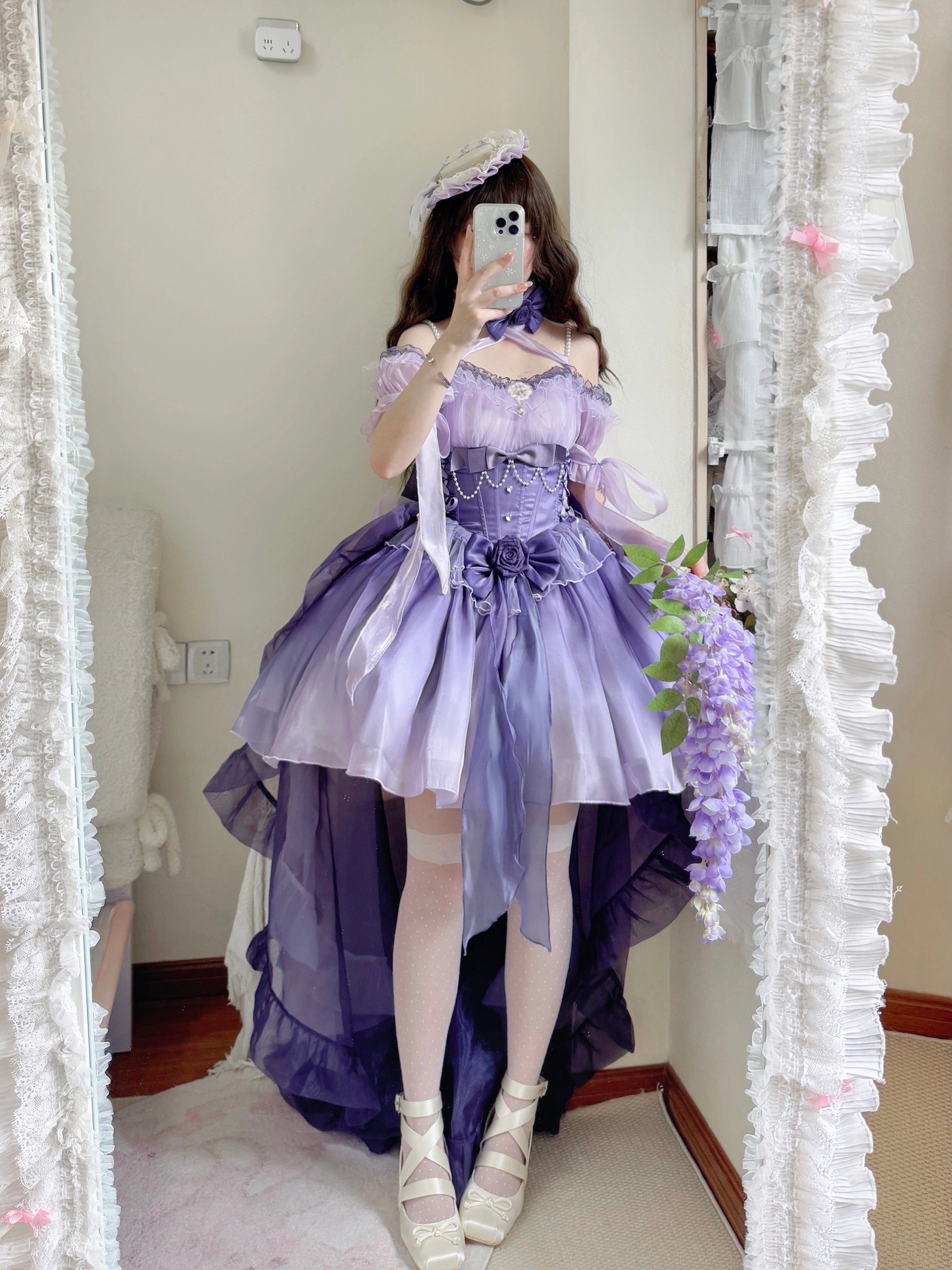 Meowing and fruity - Midsummer Dream - Gradient Color Wedding Lolita JSK Dress Set, Fishbone Waist (L M S XL) 44337:803884