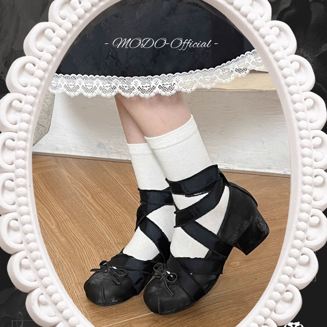 MODO~Wandering Ballet~Classic Lolita Shoes Ballet-Inspired Low-Heels (Black / 35 36 37 38 39 40) 42945:758445
