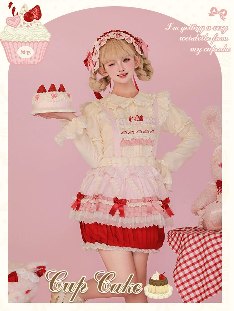 Mademoiselle Pearl~Cup Cake~Sweet Lolita OP Dress Kawaii Lolita JSK SK   