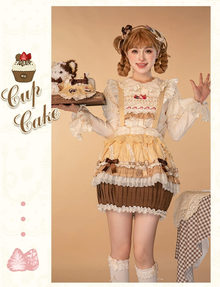 Mademoiselle Pearl~Cup Cake~Sweet Lolita OP Dress Kawaii Lolita JSK SK   