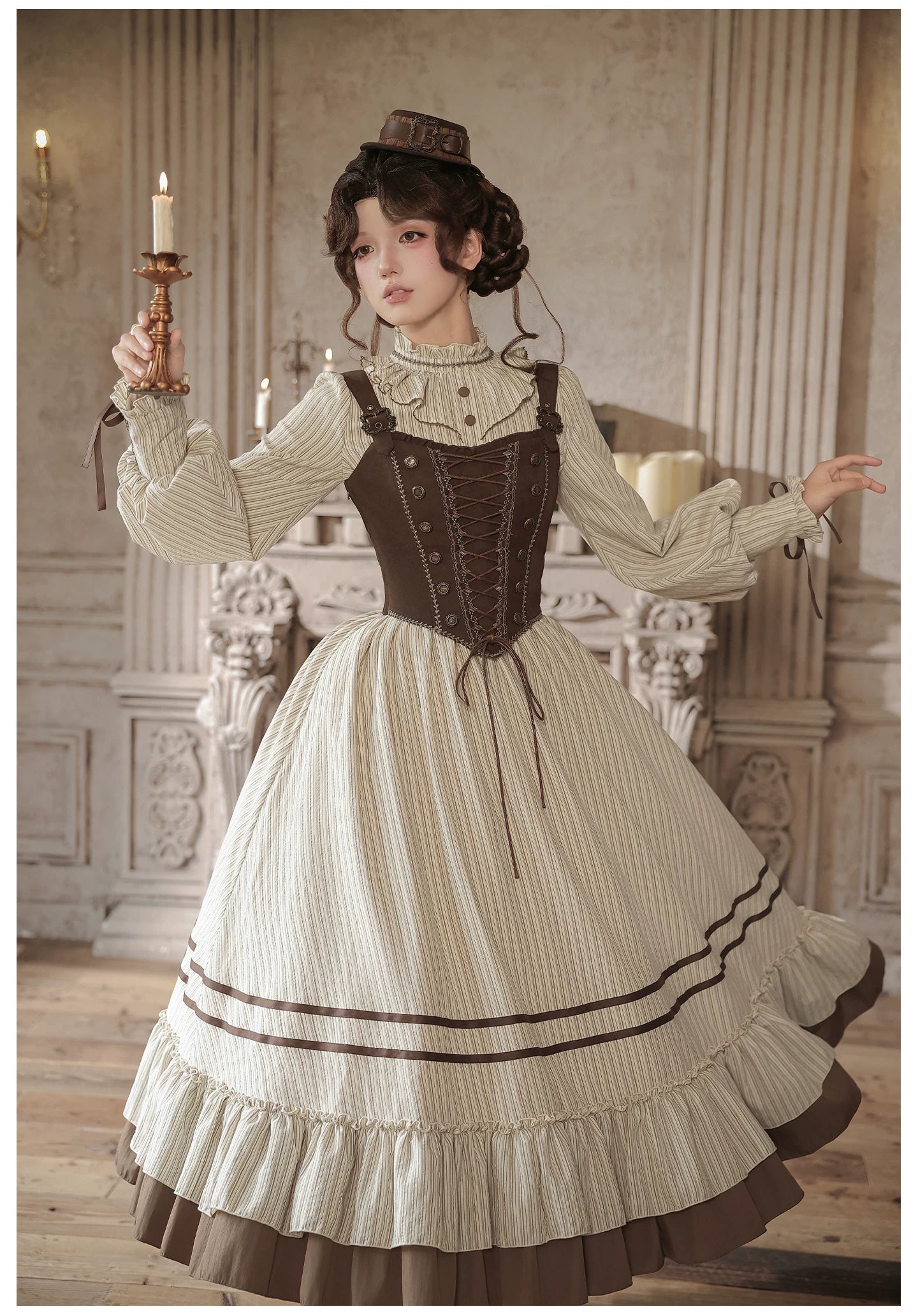 At Sunset - Fall Classic Lolita OP Dress Set, Bustier & Overlayer 45930:868549