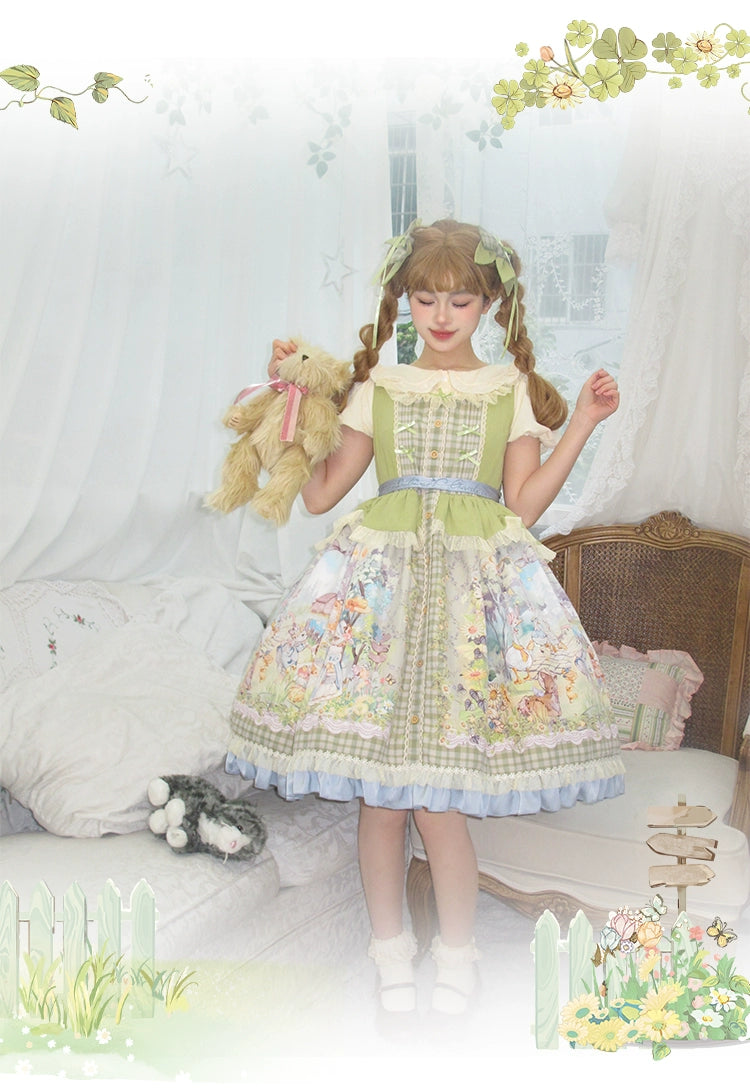 Strawberry Fantasia~Spring In The Air~Sweet Lolita JSK Green Lolita Dress   