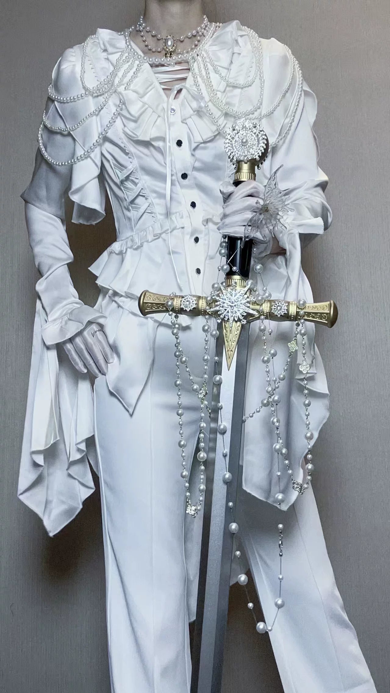 Abyssal Echo - Mermaid Inspired Ouji Lolita Shirt & Side Zipper SK Dress 44434:809290