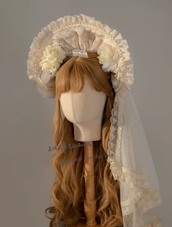 Dawn and Morning~Classic Lolita Accessories Elegant Lolita Headdress BNT only Apricot