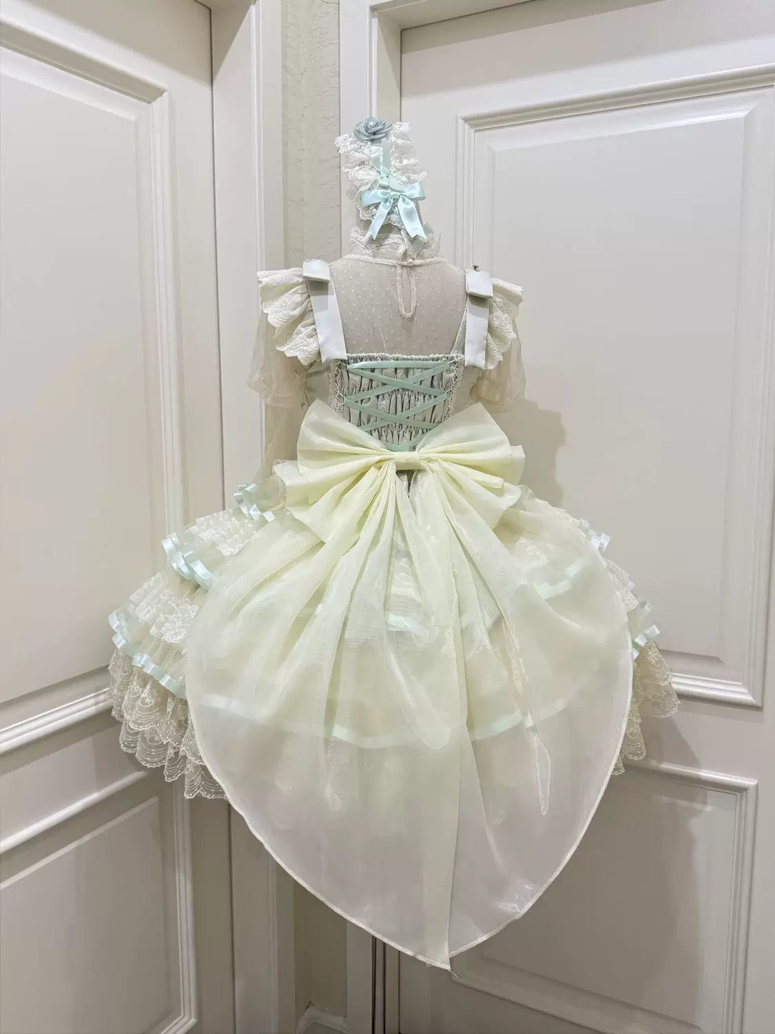 Rose Whirl - Sweet Lolita JSK Dress, Floral & Rhinestone Decoration JSK + Back Trailing Bow S