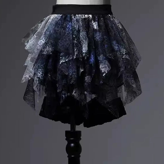 LilithHouse~Horror Park~Mysterious Gothic Lolita Pantskirt with Irregular Bloodstain (L M S XL / 蓝色) 39546:626480