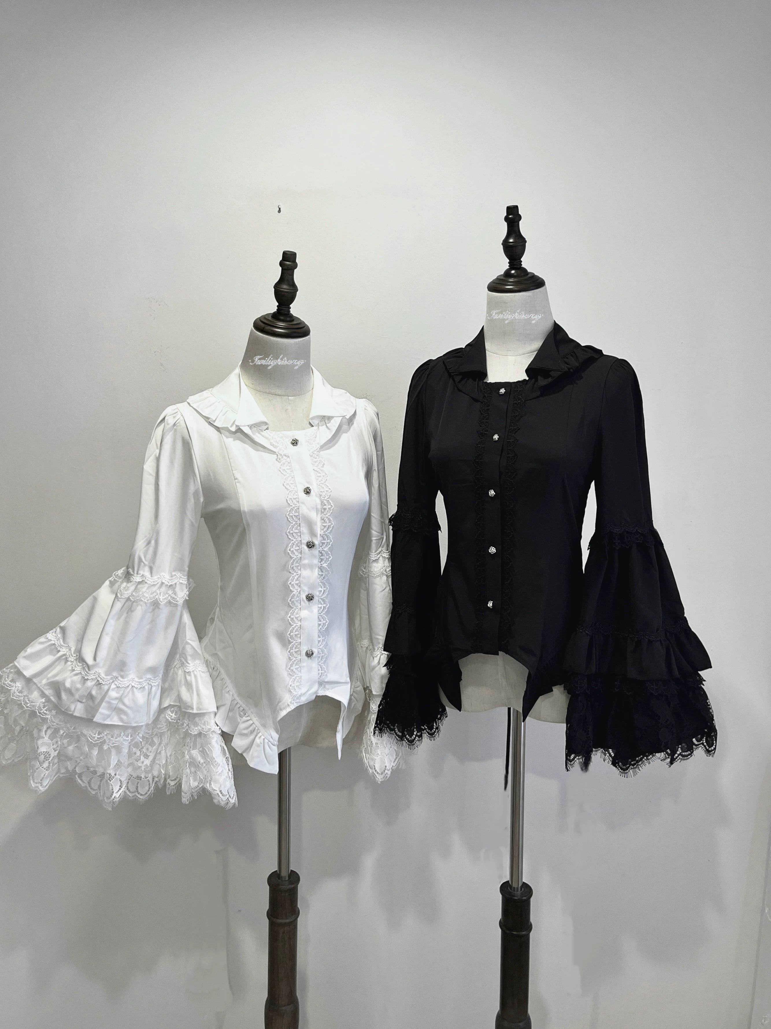 Gothic Lolita Hime Sleeve Blouse with Small Lapel 45885:866345