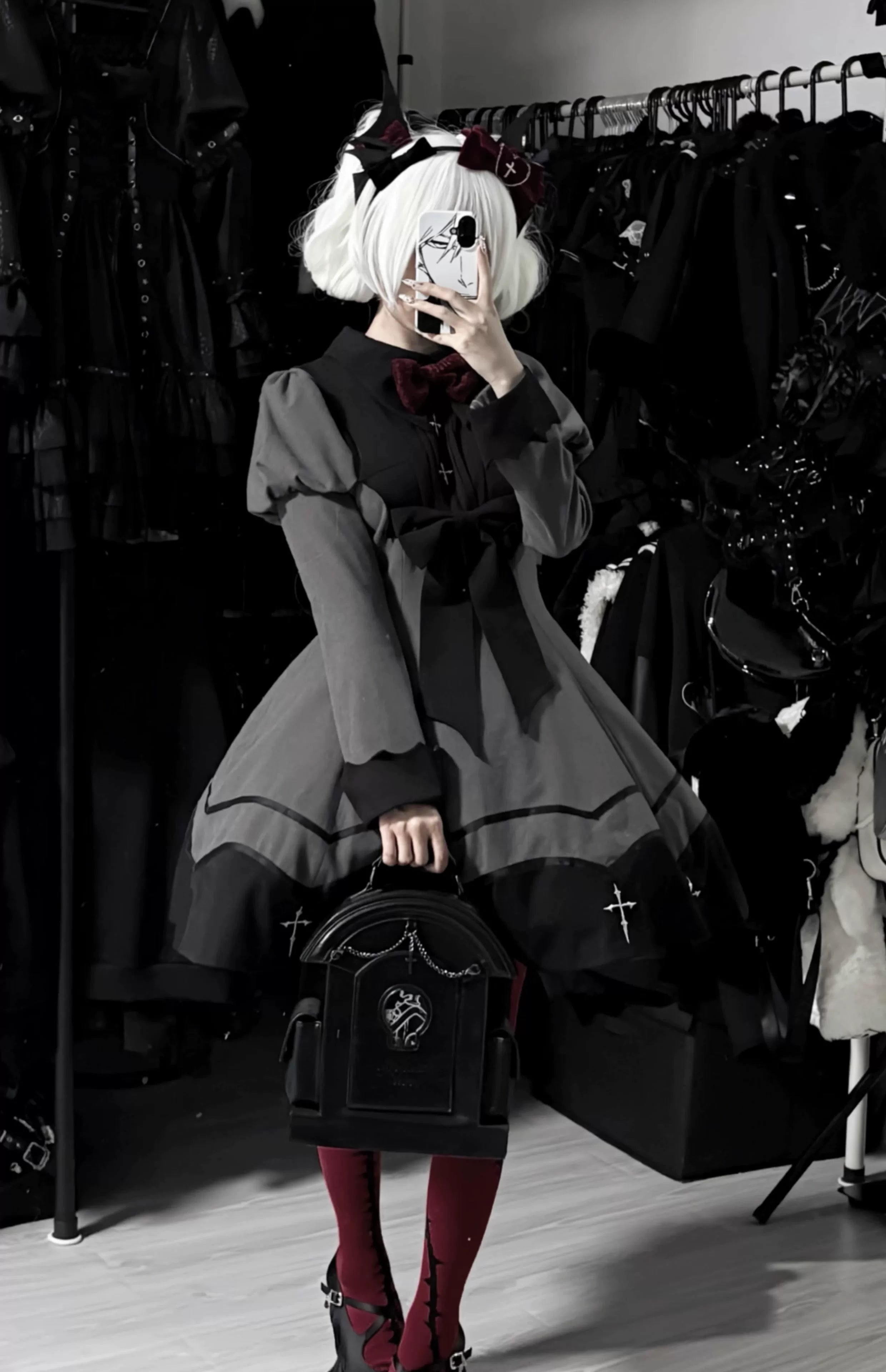Polaris Lolita - Vampire Princess - Bat-Inspired Halloween Gothic Lolita OP Dress 43386:774873