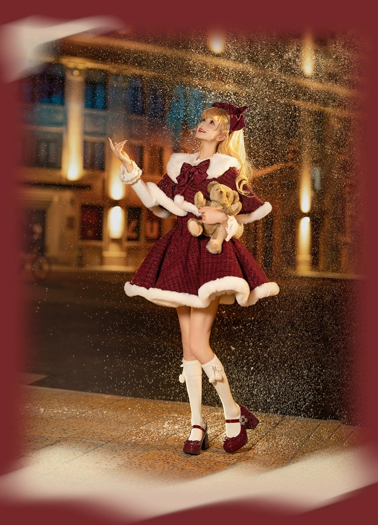 Tan Tuan~Winter Lolita Dress New Year Lolita JSK Plush Cape Set   