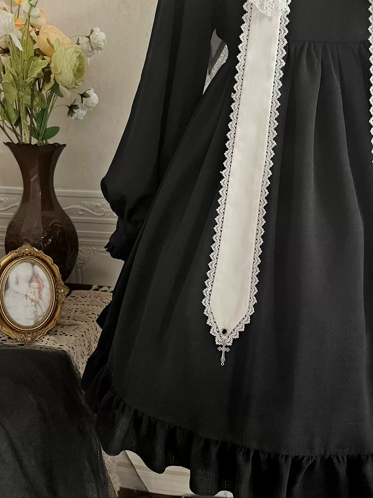 Sweet Date - Gothic Lolita Dress Black Nun OP for Halloween