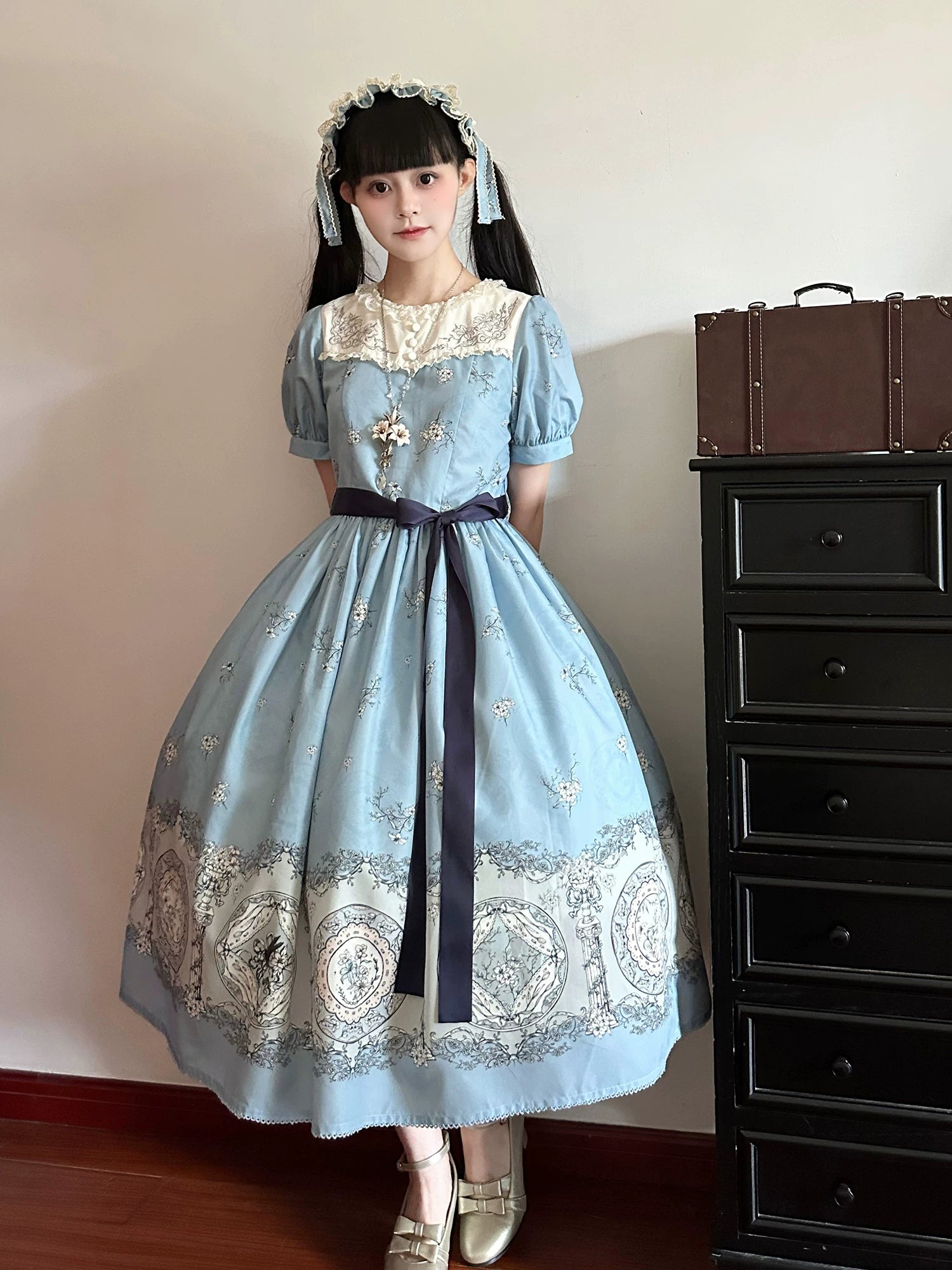 Small Porcelain Plate - Classic Lolita Plate Print OP, Embroidered Collar 45786:862768