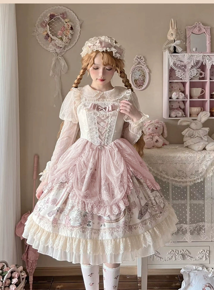 Sweet Date~Wedding Lolita Dress Bridal Elegant Retro JSK Daily Lolita Shirt   