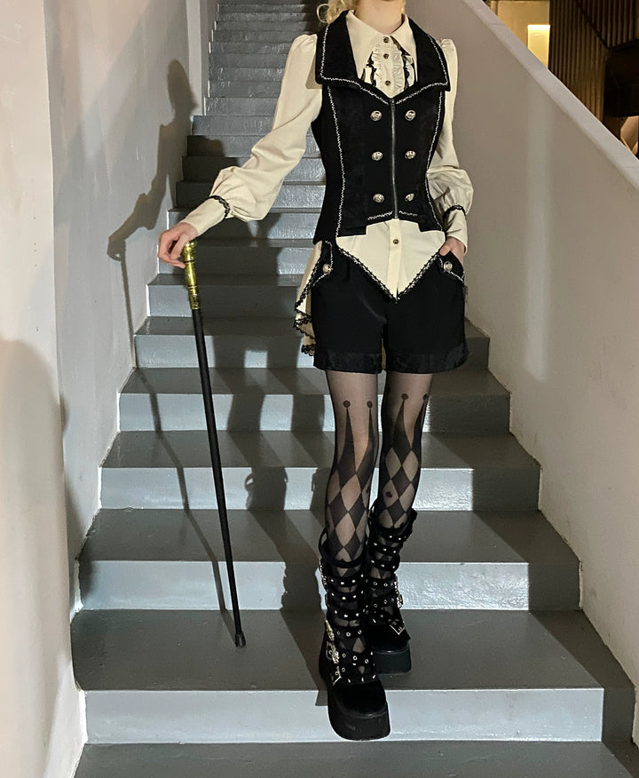 (BFM)Little Dipper~Oath of Chapter~Ouji Lolita Vest Prince Style Shorts Multicolors S pure black color vest 