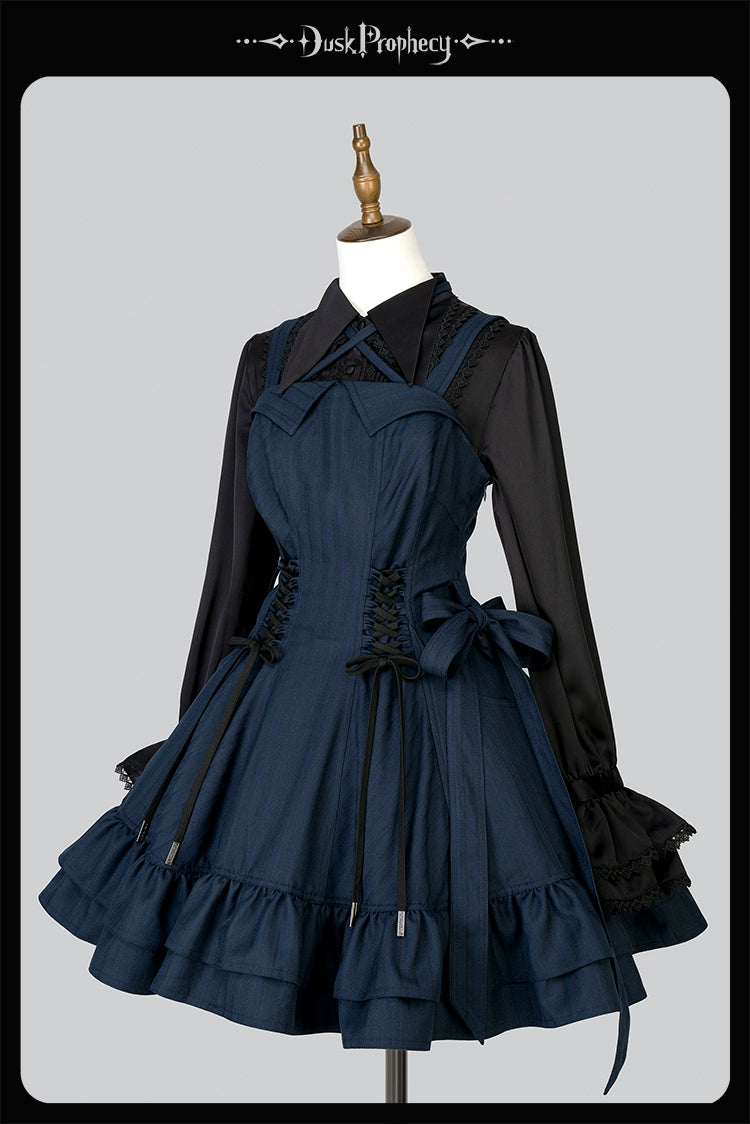 DuskProphecy - Heron - Classic Lolita Striped JSK Dress, Halter Neckline 44313:802926