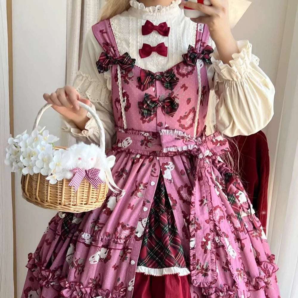 Miss Point - Forest Berry Bunny - Cotton Sweet Lolita Blouse, Detachable Bows 44305:802818