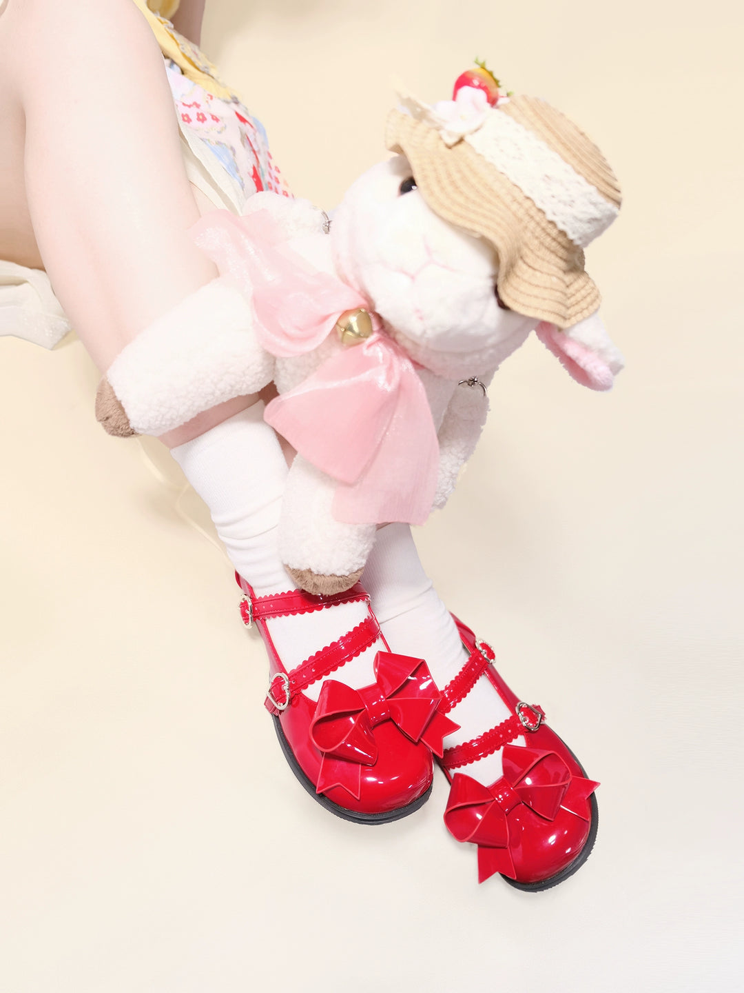 Dolly Doll~Apple Candy~Mary Jane Lolita Shoes Bow PU Low-Mid Heel Shoes 32682:408392