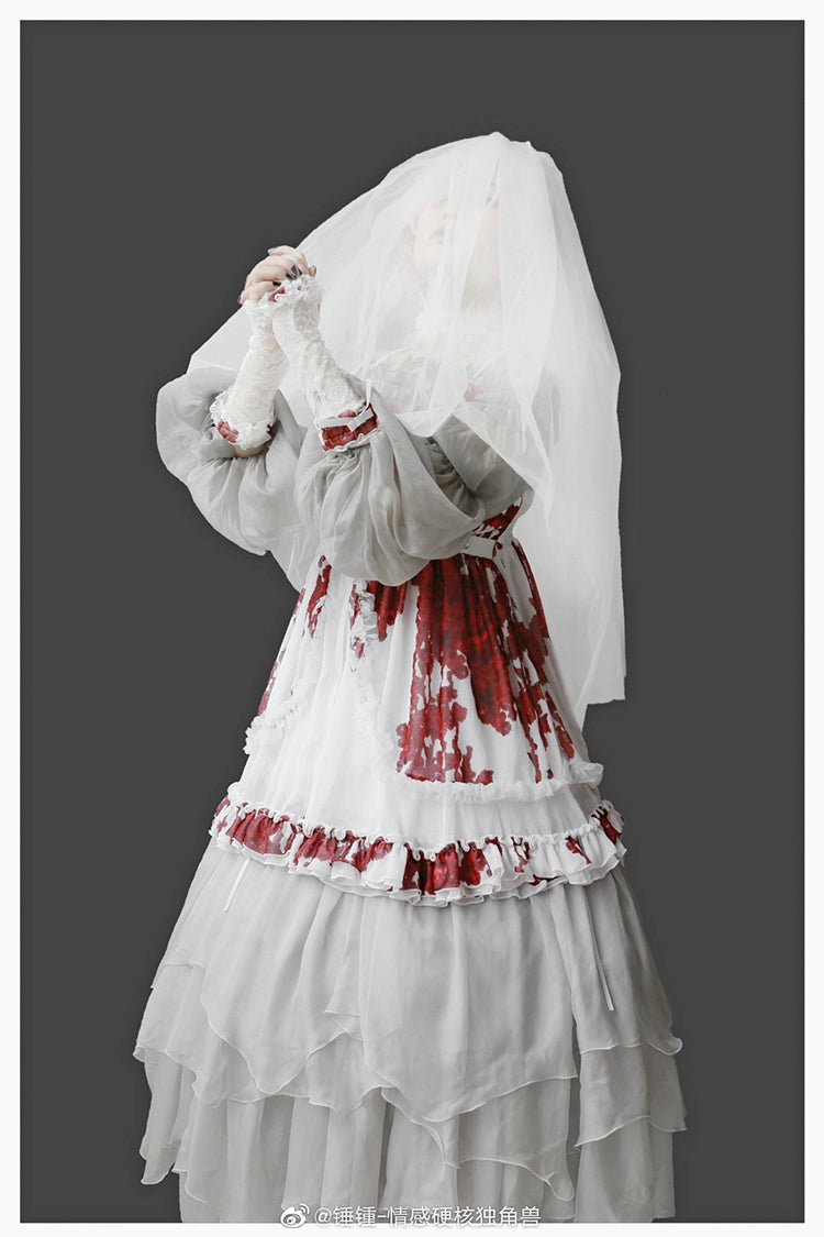 Balladeer~Classic Lolita Shirt Puff Sleeves Open Shoulder Blouse 36010:511756