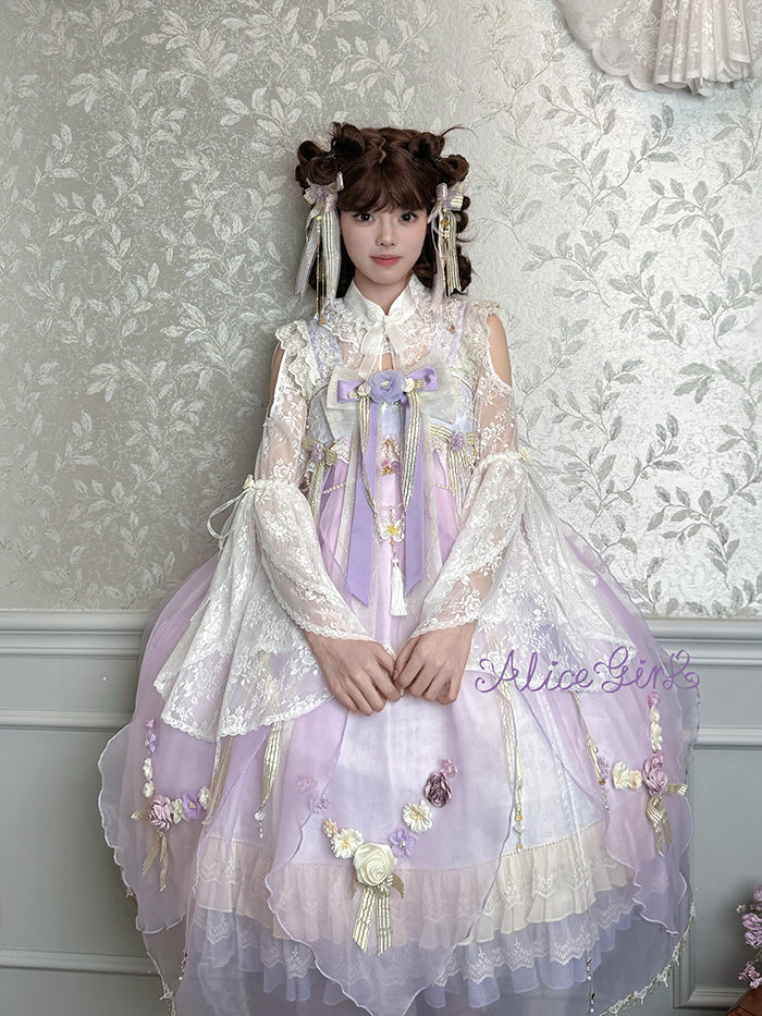 Han Lolita JSK Chinese Style Dress with Butterfly and Floral
