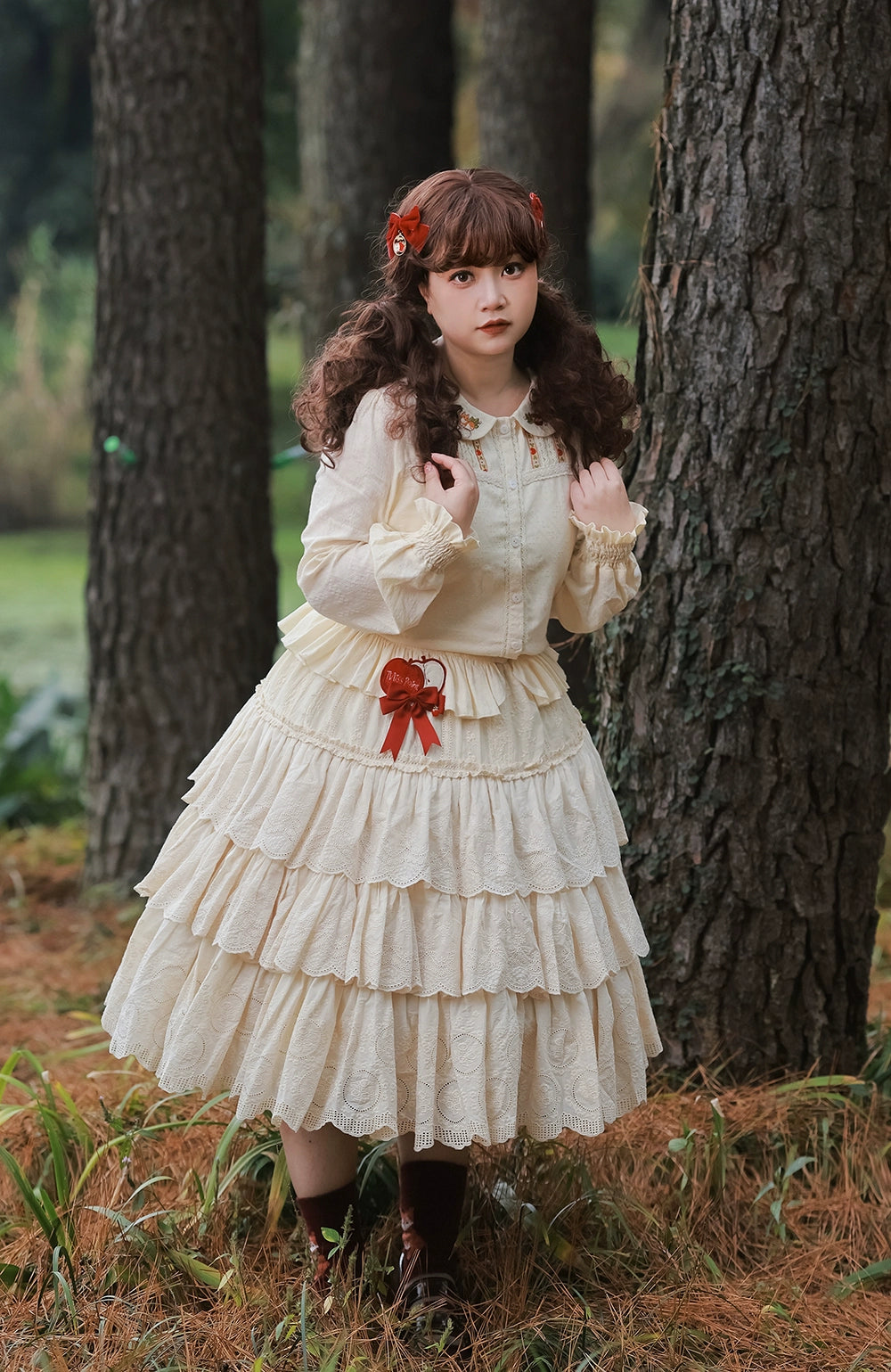 (BFM)Miss Point~Customized Lolita Skirt Embroidery Lace Cotton Lolita Skirt 31828:370816