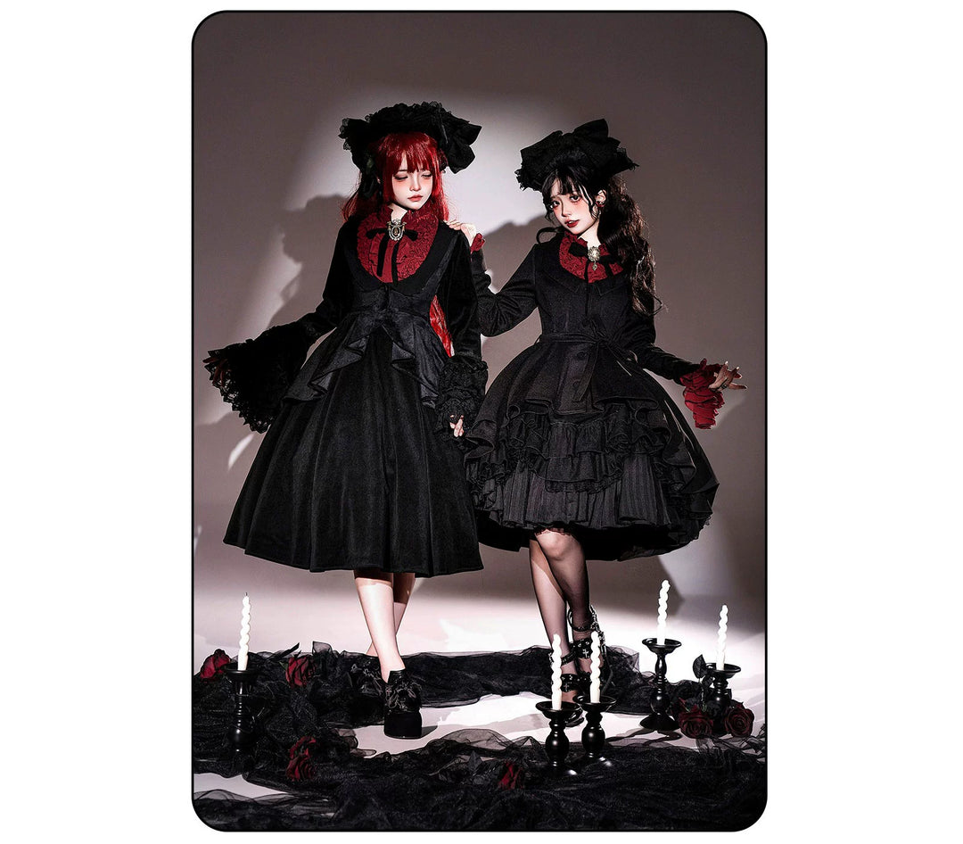 Susin Lolita~Moonlit Rose~Gothic Lolita OP Dress Winter Wool Lolita Overcoat   