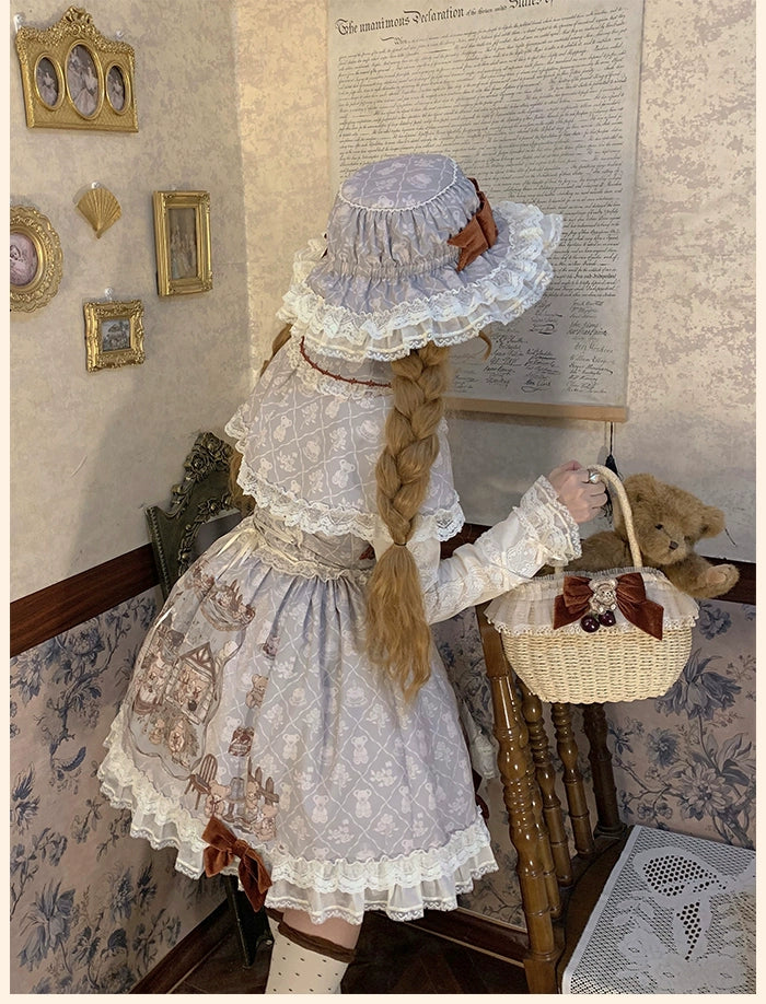 Alice Girl~Bear Castle~Sweet Lolita Dress Natural Waist JSK   