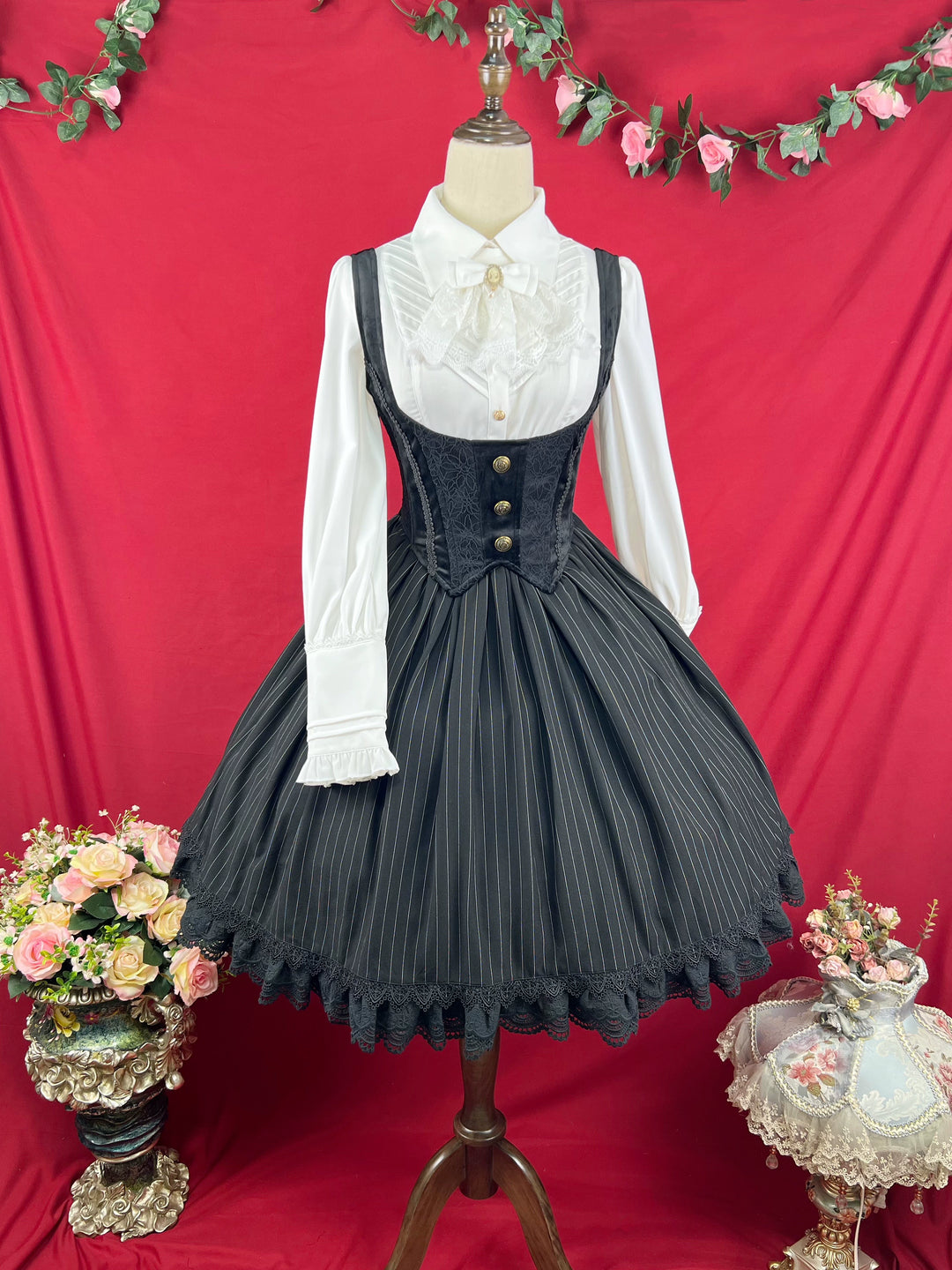 DMFS Lolita~Dreamland of Enchantment~Classic Lolita JSK Retro Bust-supporting Lolita Dress (2XL L M S XL) 41296:708006