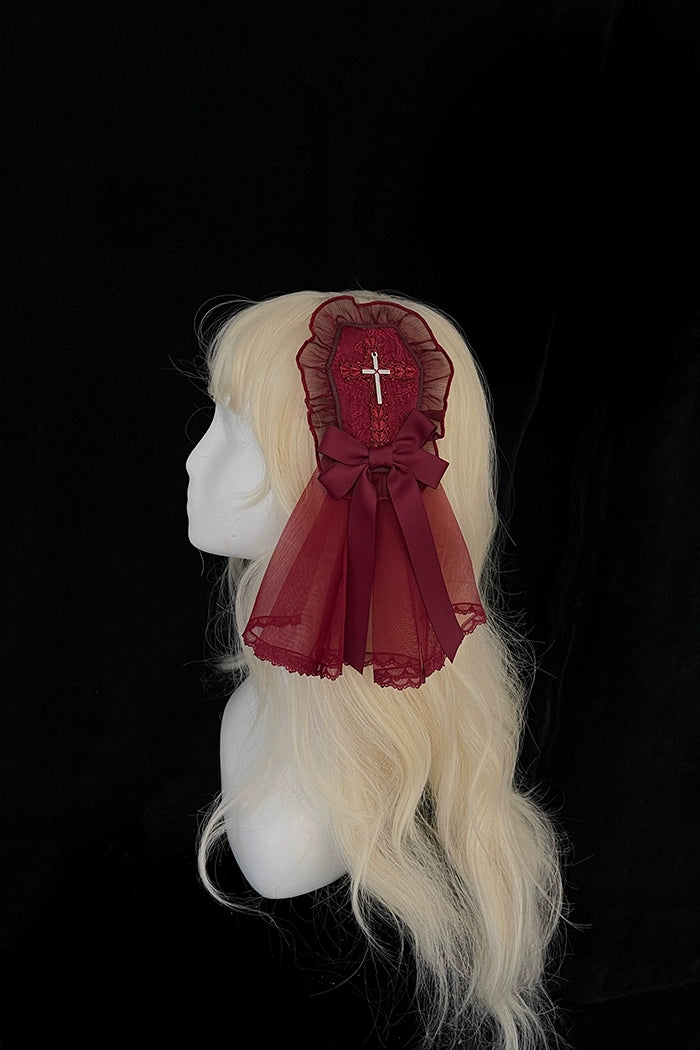 Alice Girl~Cross Maiden~Gothic Lolita Hair Clips Veil Headbow   