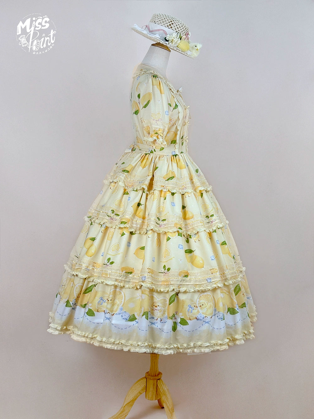 Miss Point~Lemon Chick~Country Lolita Printed OP With Button Front 42984:760437